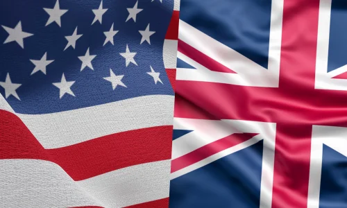 Bandera de Estados Unidos y Reino Unido - Curso de Inglés